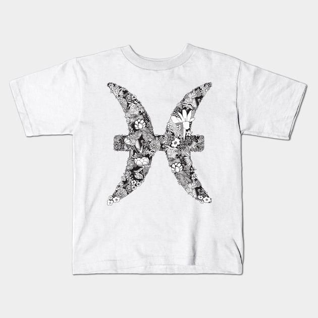 Pisces Zodiac Sign Kids T-Shirt by HayleyLaurenDesign